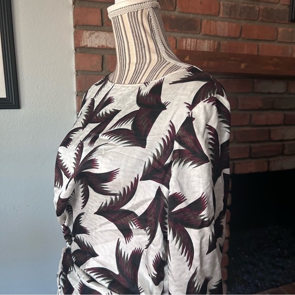 A.L.C. Freja Silk Palm Print Twist Knot Front Mini Dress in Eggshell Khaki Sz 4 - Picture 9 of 13
